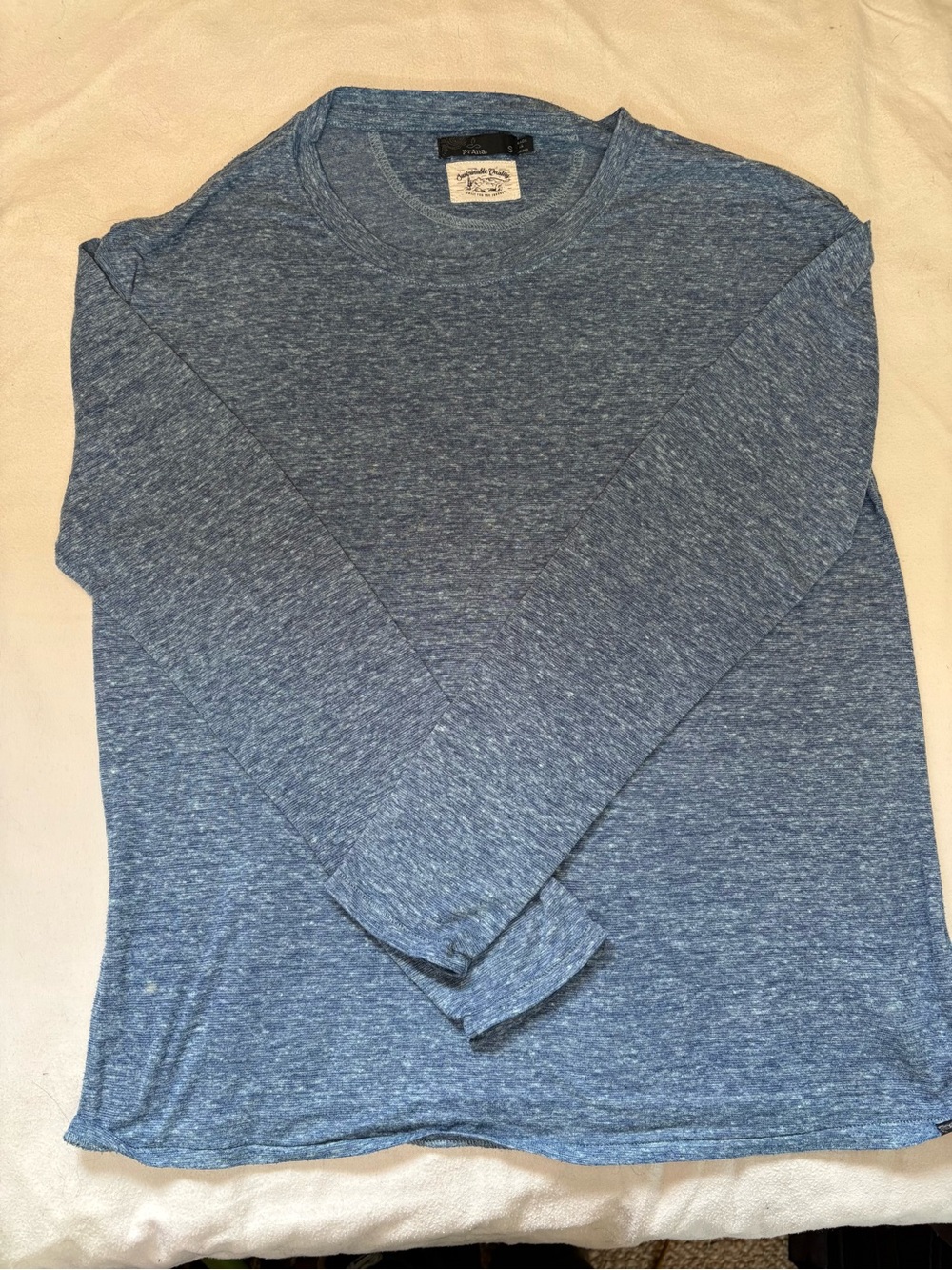 Prana Heathered Blue Long-Sleeve Crewneck Shirt